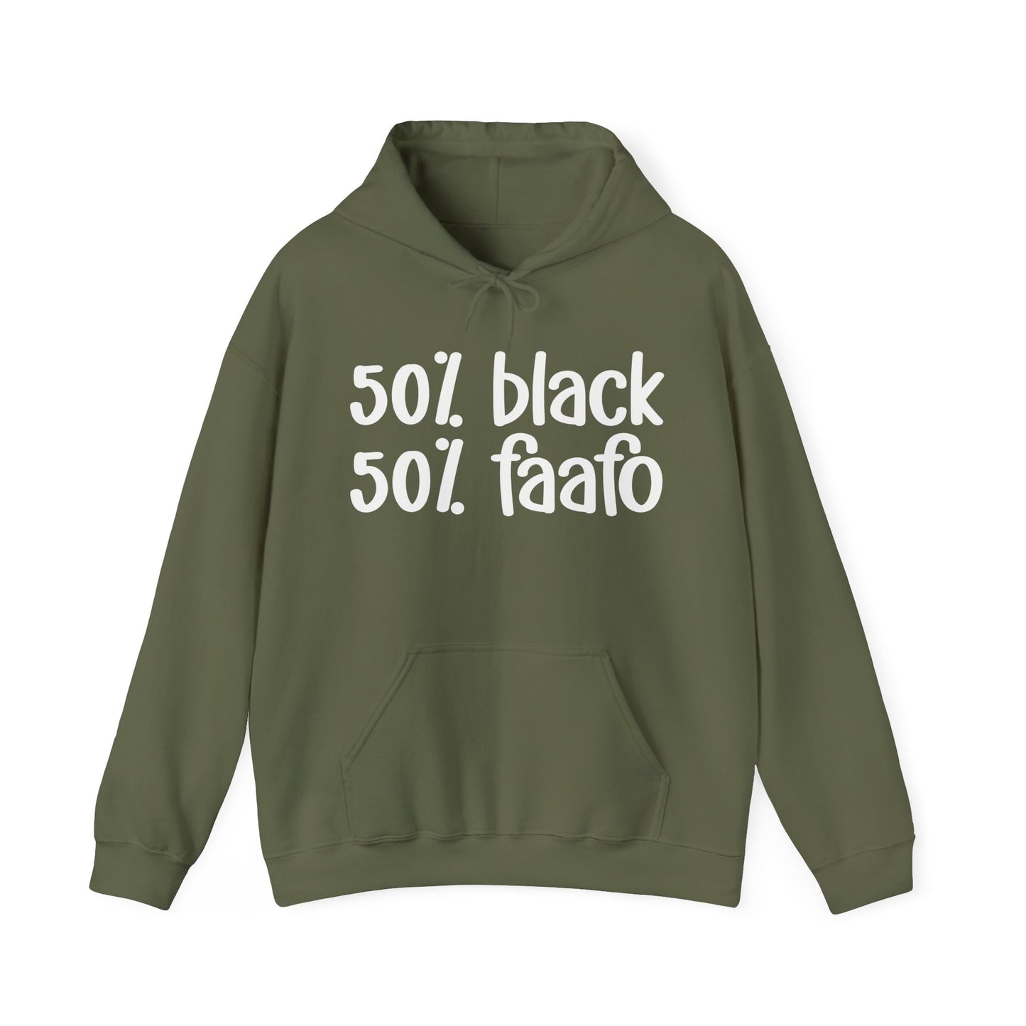 50% Black 50% FAAFO - Black Excellence Hoodie, Celebrate Juneteenth, Bold Statement Letter Print, Funny Black Sayings, Perfect for Black History Month or Casual Pride Wear